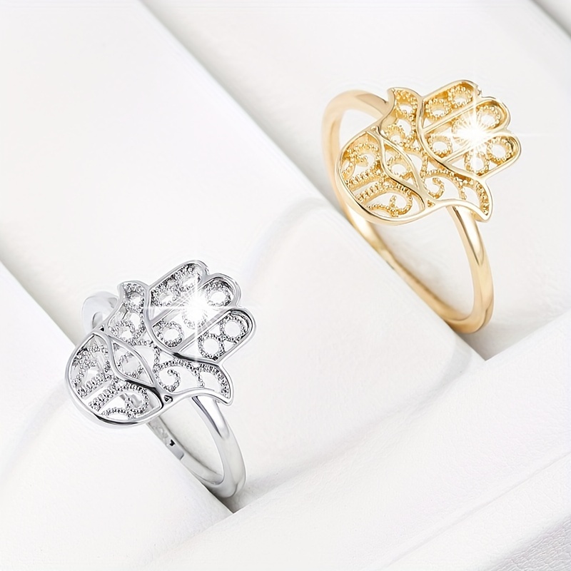 Copper Palm Shaped Hollow Out Ring for Women